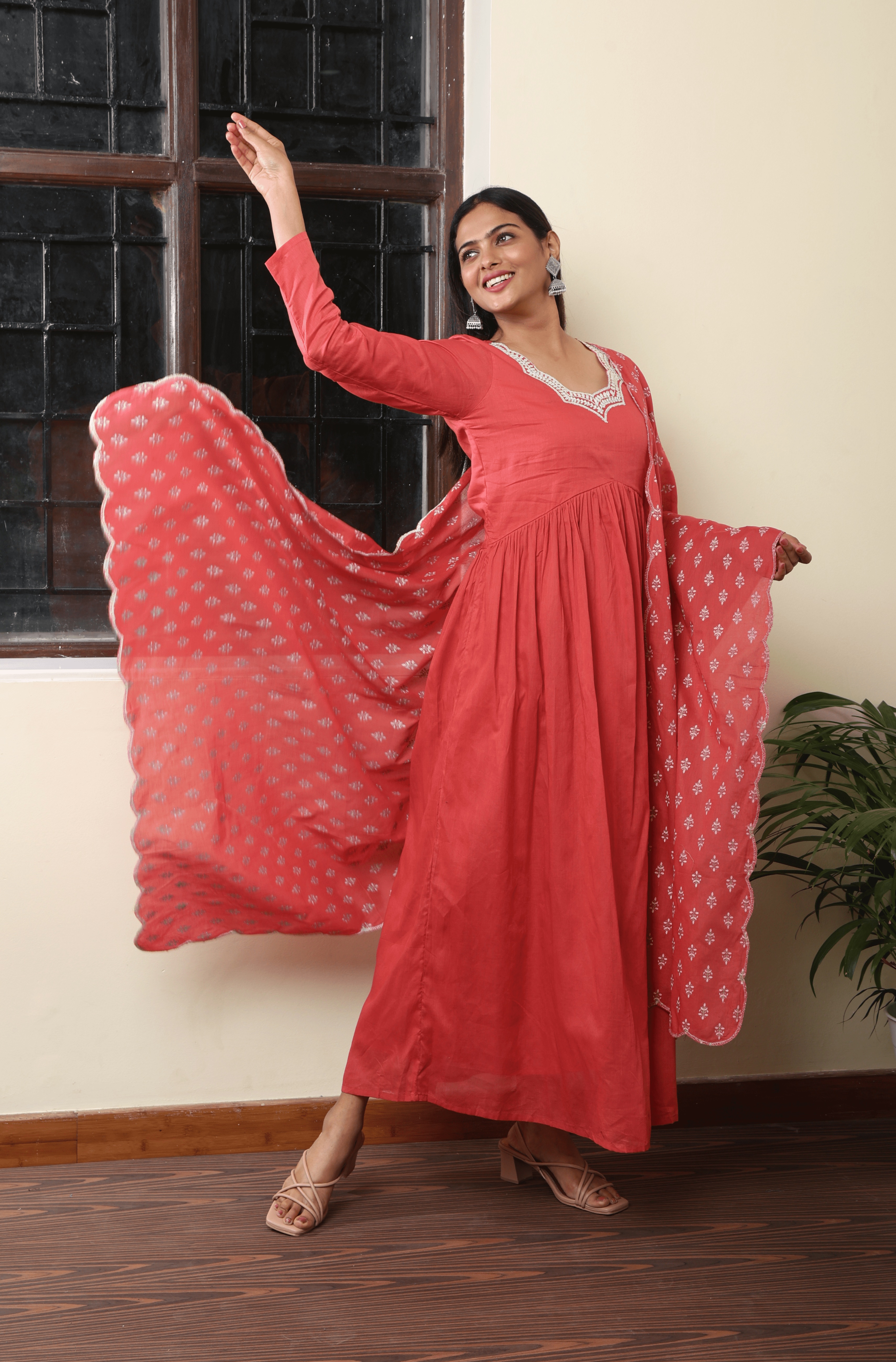 Alia design long Gown With Dupatta