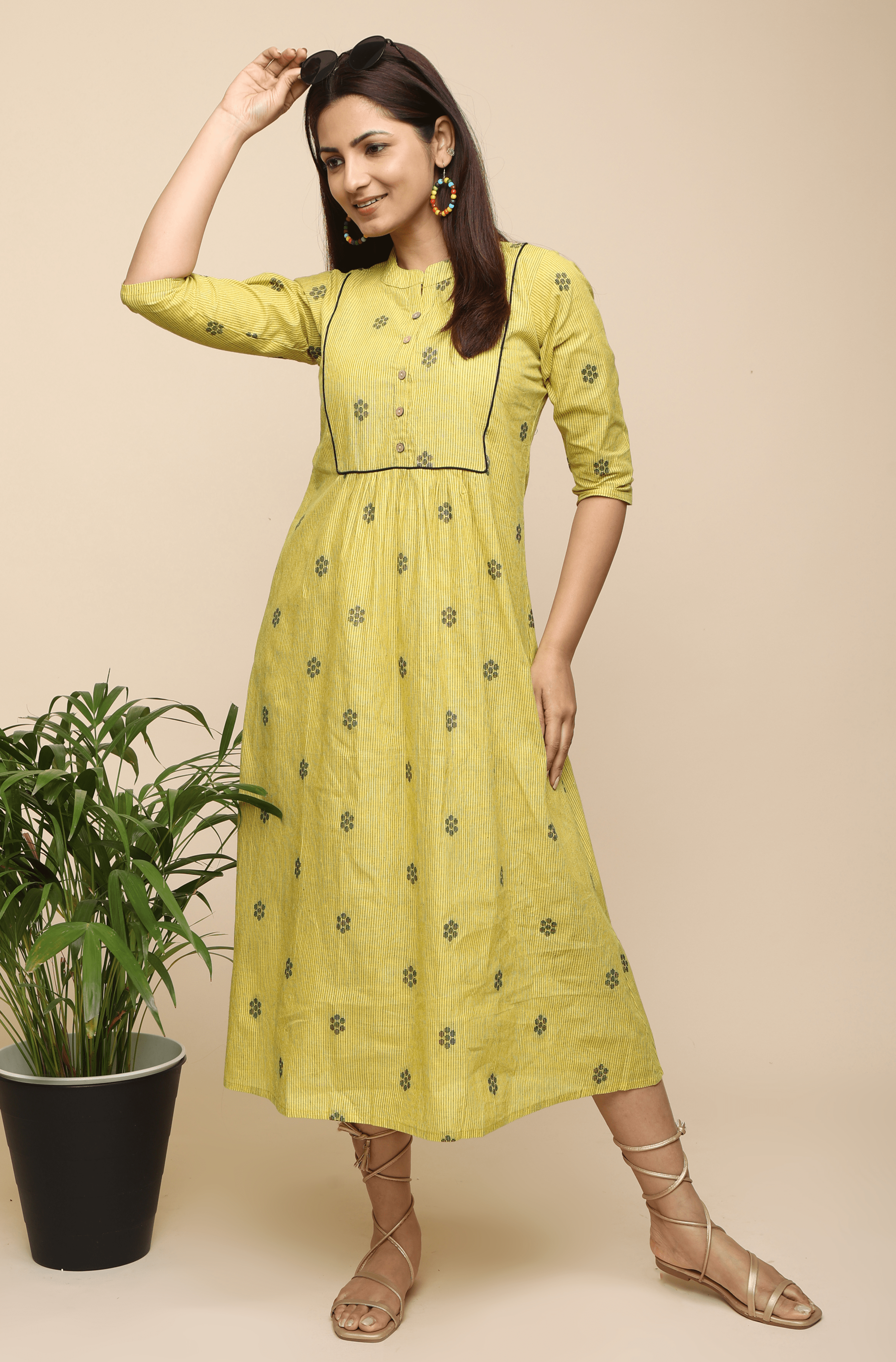 Floral and striped cotton dress