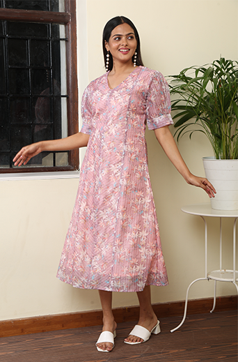 Chanderi Printed Dress